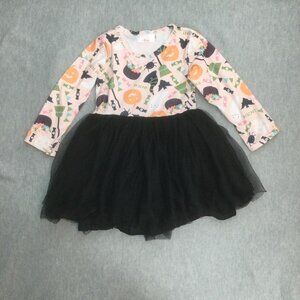 Mila & Rose Dress Girls 4T Halloween Tulle Pink Black Fit Flare Long Sleeve
